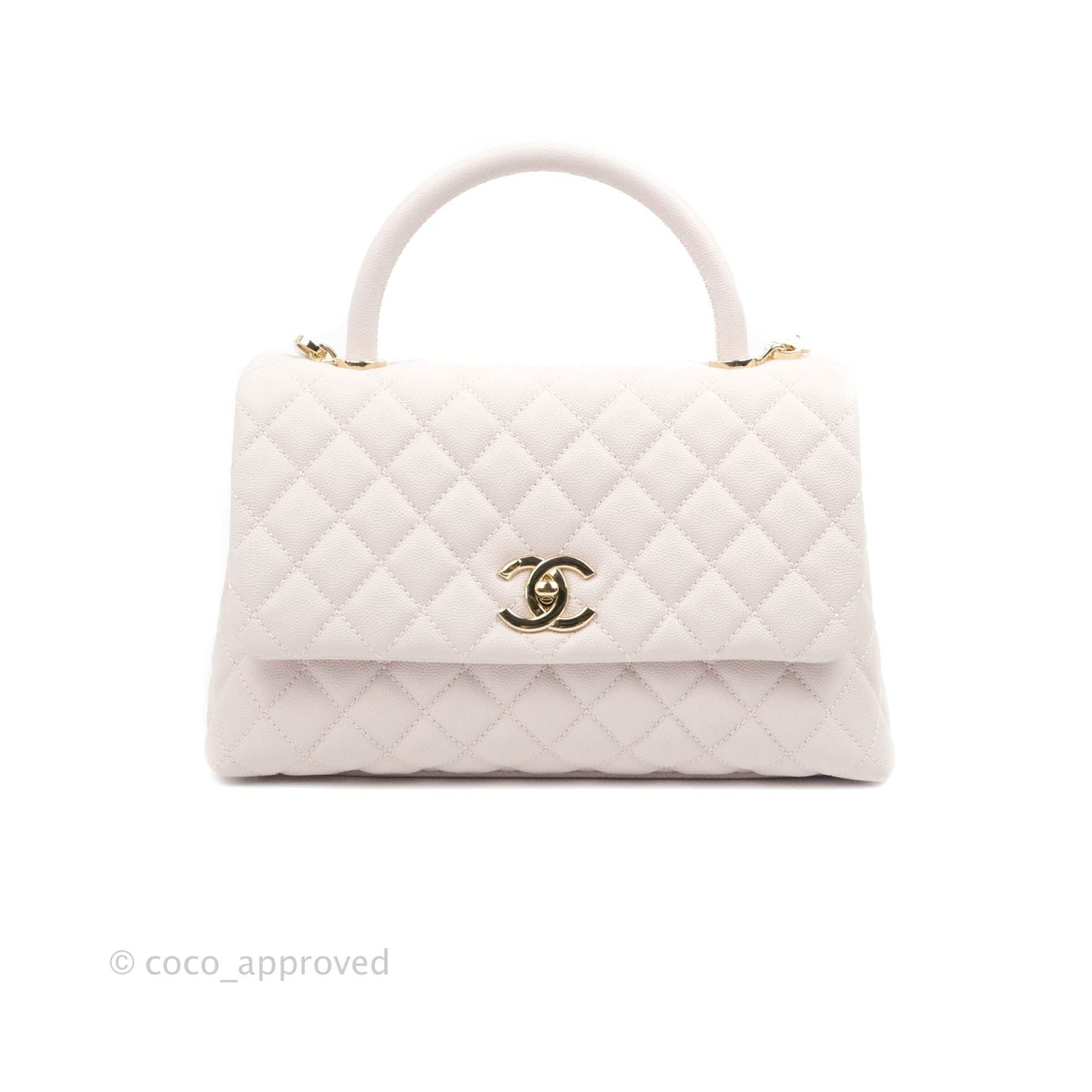 Chanel Medium Coco Handle Quilted Light Lilac Pink Caviar Gold Hardware