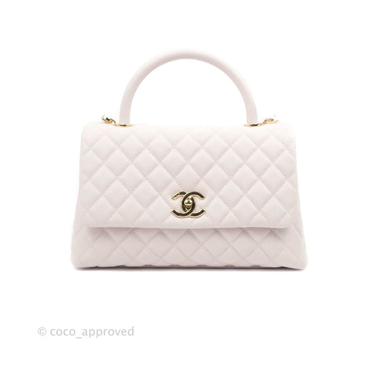 Chanel Medium Coco Handle Quilted Light Lilac Pink Caviar Gold Hardware