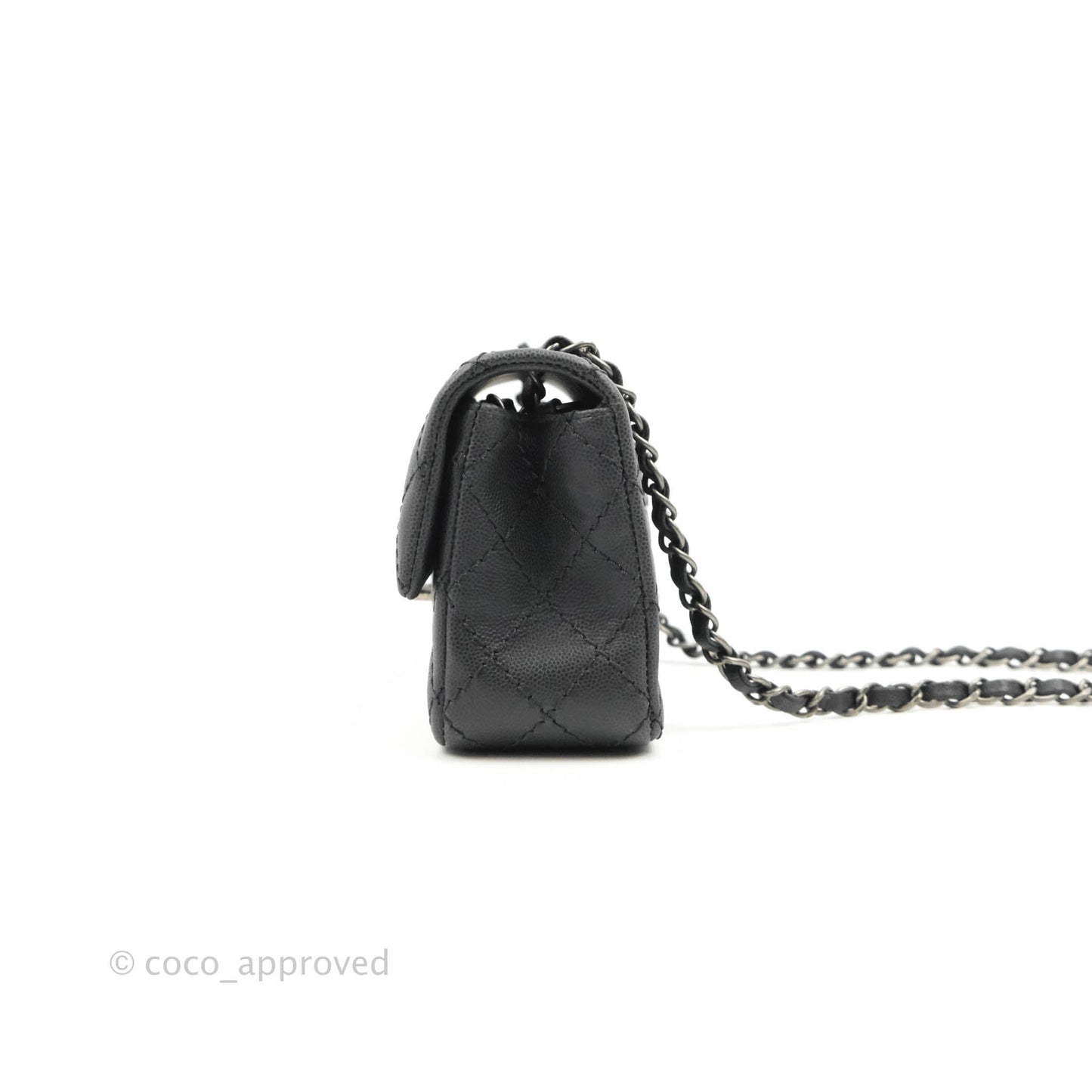 Chanel Quilted Mini Rectangular Dark Grey Caviar Ruthenium Hardware