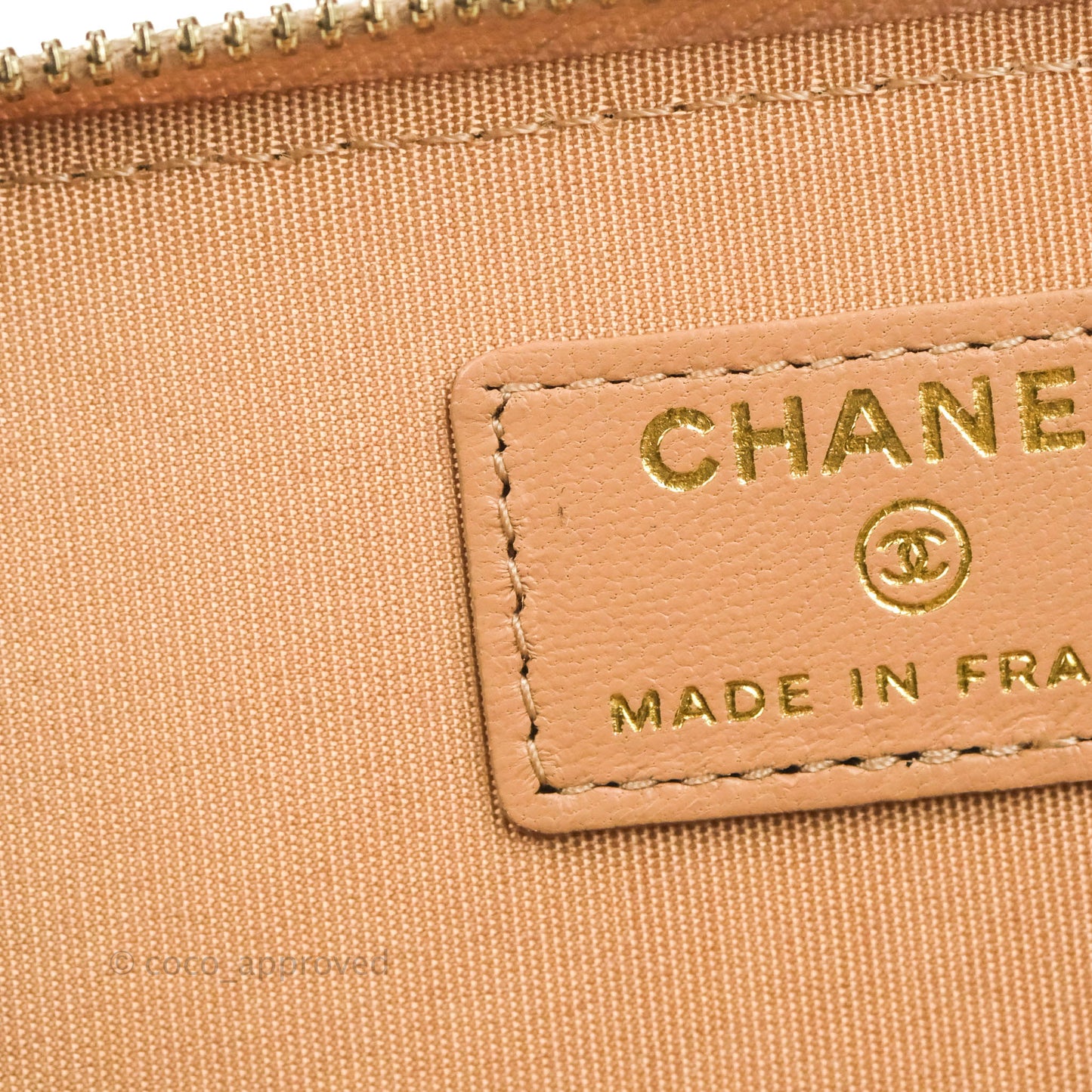 Chanel Vanity Rectangular Top Handle Beige Lambskin Gold Hardware