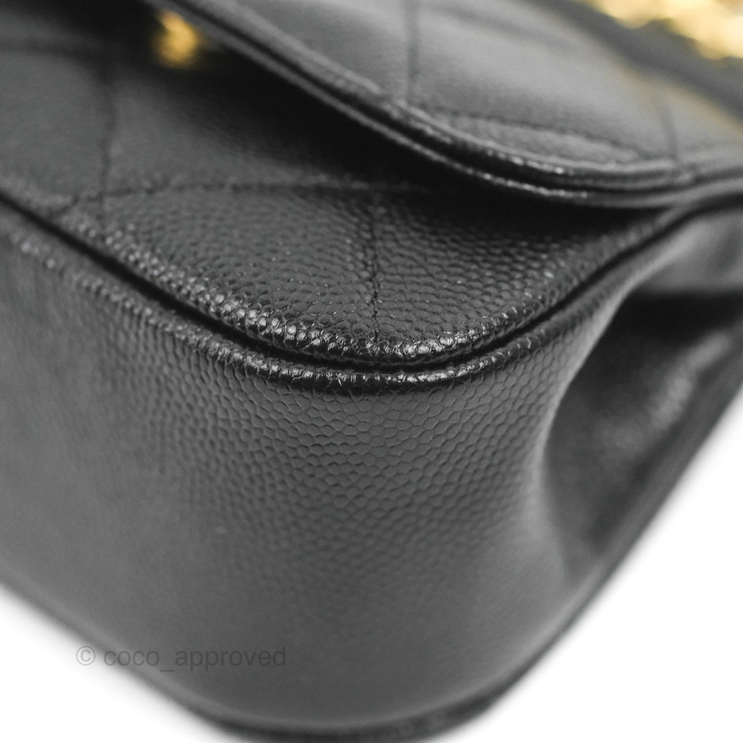 Chanel Quilted Clutch With Chain Black Caviar Gold Hardware