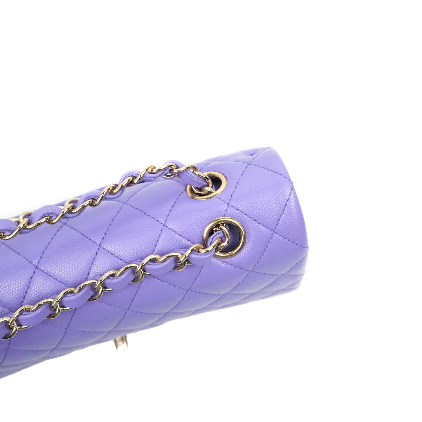 Chanel Classic M/L Medium Double Flap Purple Caviar Gold Hardware 20S