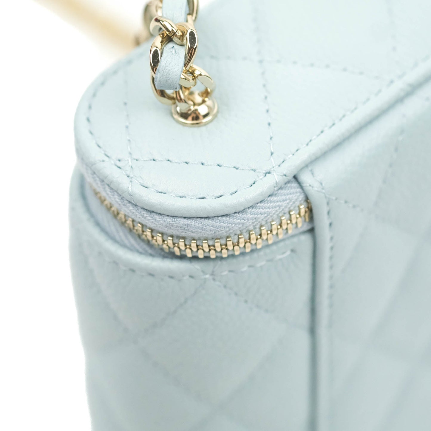 Chanel Classic Mini Vanity With Chain Light Blue Caviar Gold Hardware