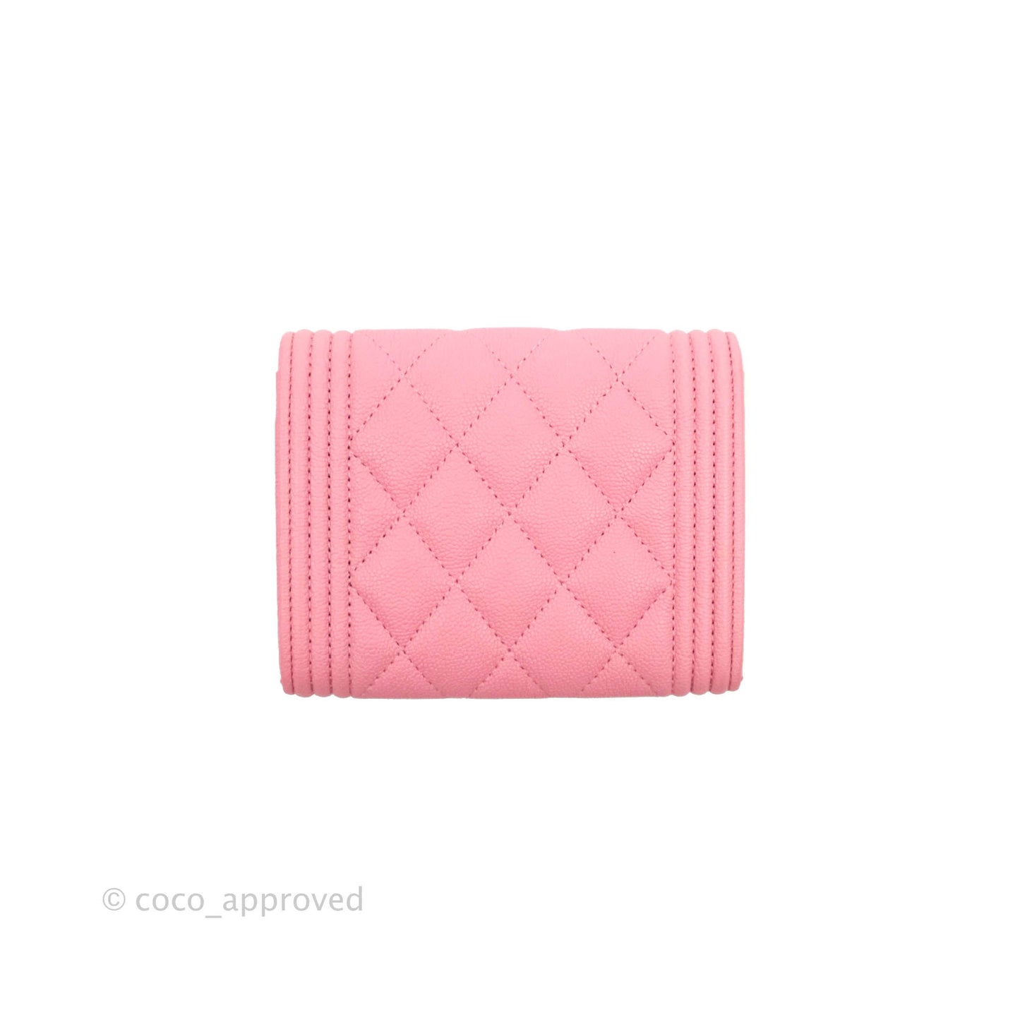 Chanel Quilted Boy Flap Coin Purse Pink Caviar Gold Hardware