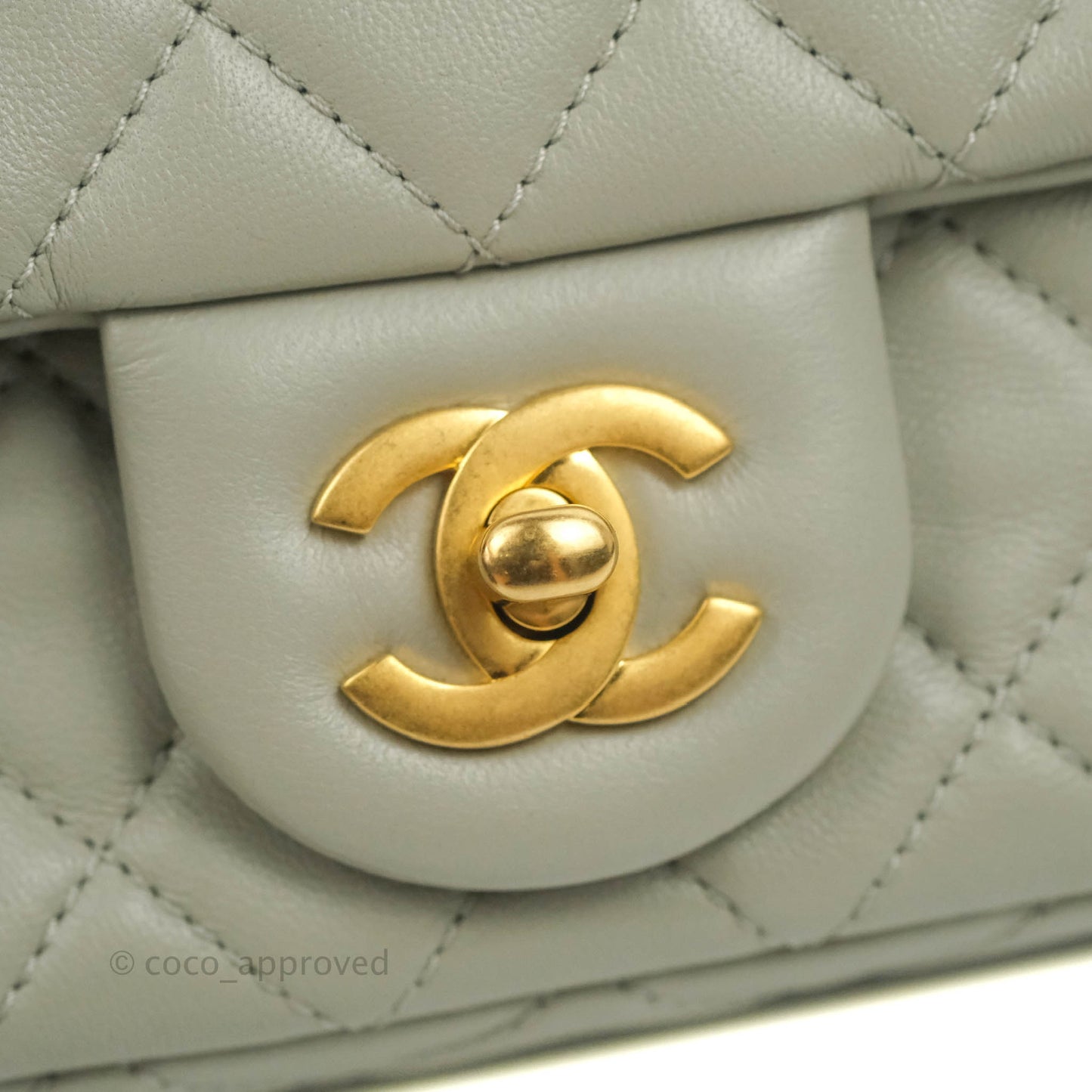 Chanel Mini Rectangular Pearl Crush Quilted Grey Lambskin Aged Gold Hardware 22C