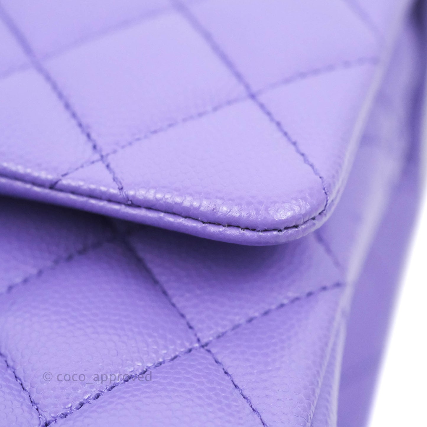 Chanel Classic M/L Medium Flap Quilted Purple Caviar Gold Hardware 20S