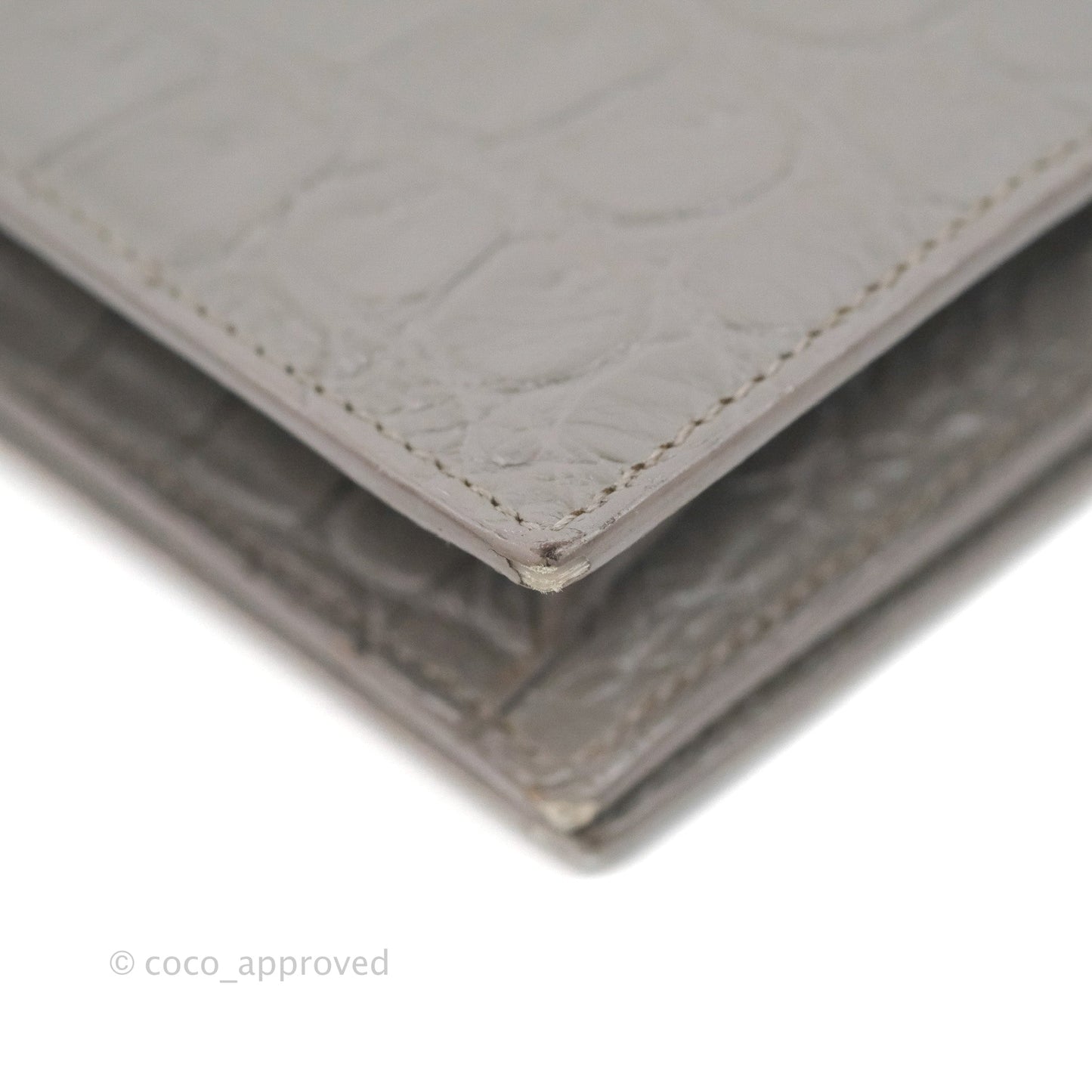 Saint Laurent Clutch Bag Grey Croc-Embossed Silver Hardware
