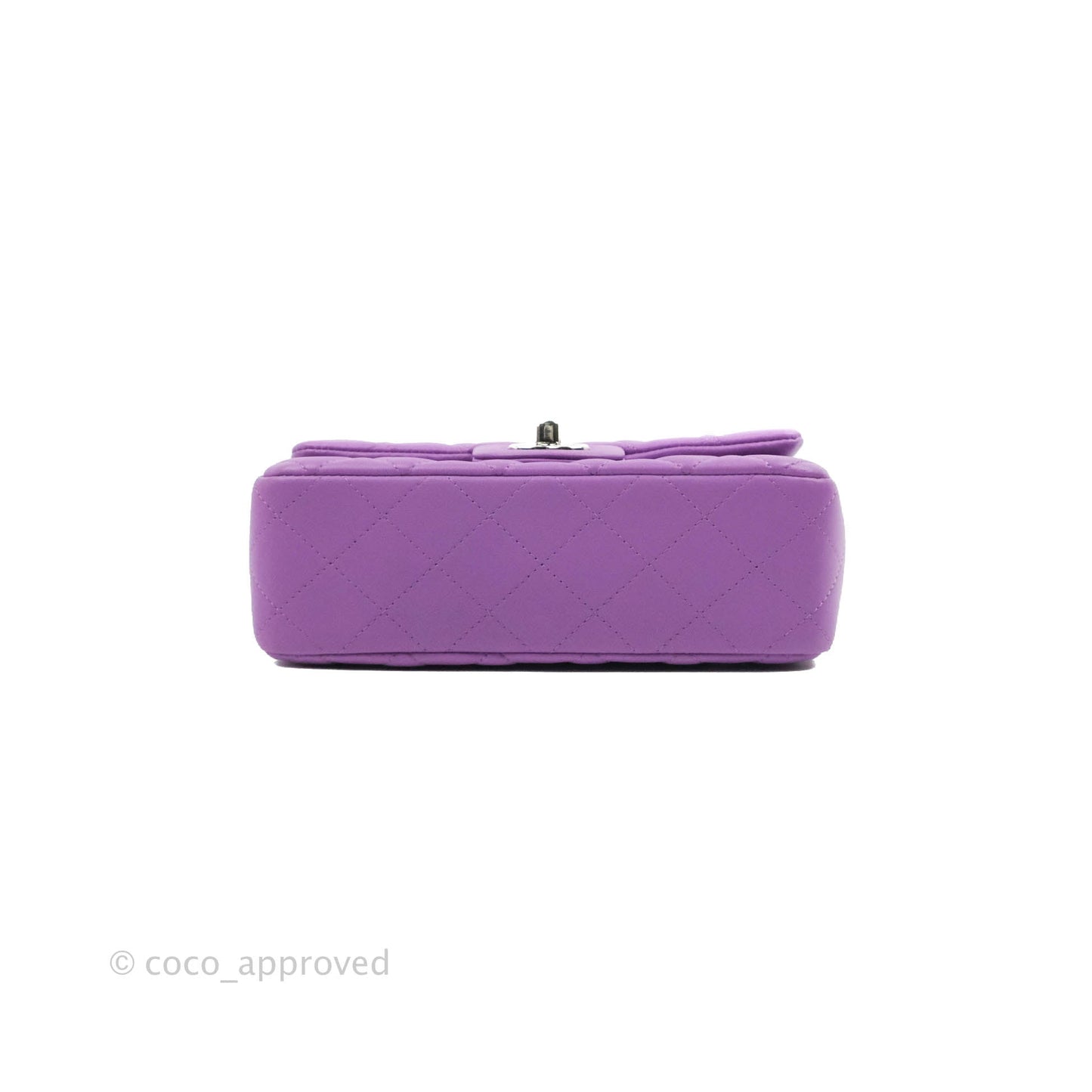 Chanel Quilted Mini Rectangular Flap Purple Lambskin Silver Hardware