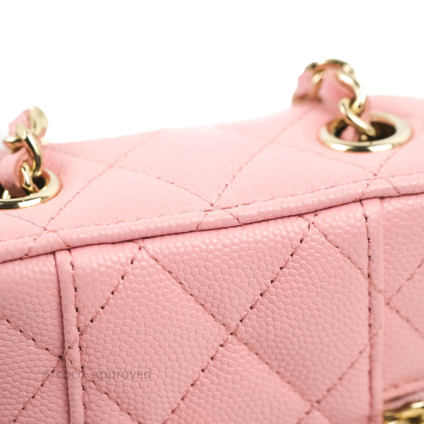 Chanel Vanity Phone Holder With Chain Pink Caviar Gold Hardware