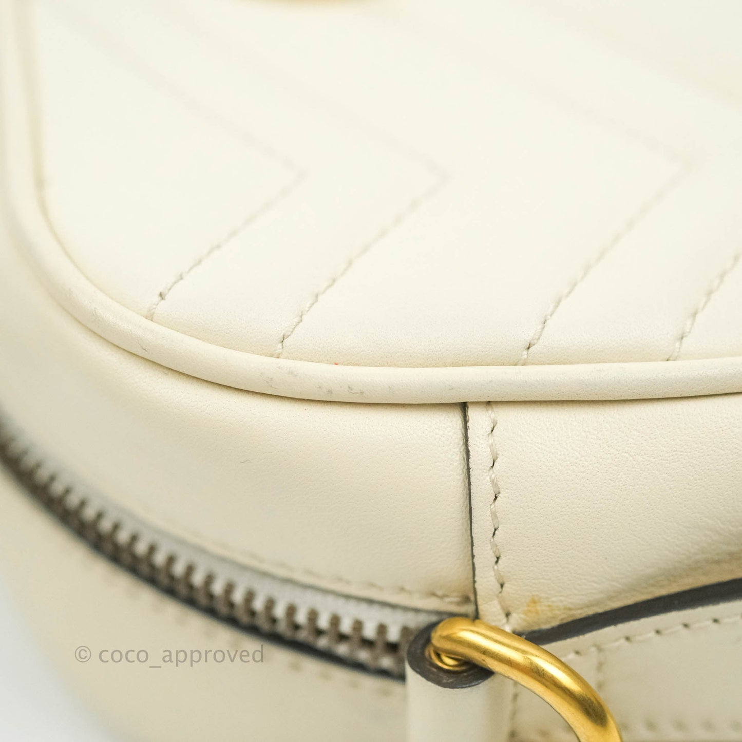 Gucci Mini Matelasse GG Marmont Camera Bag White Calfskin Gold Hardware