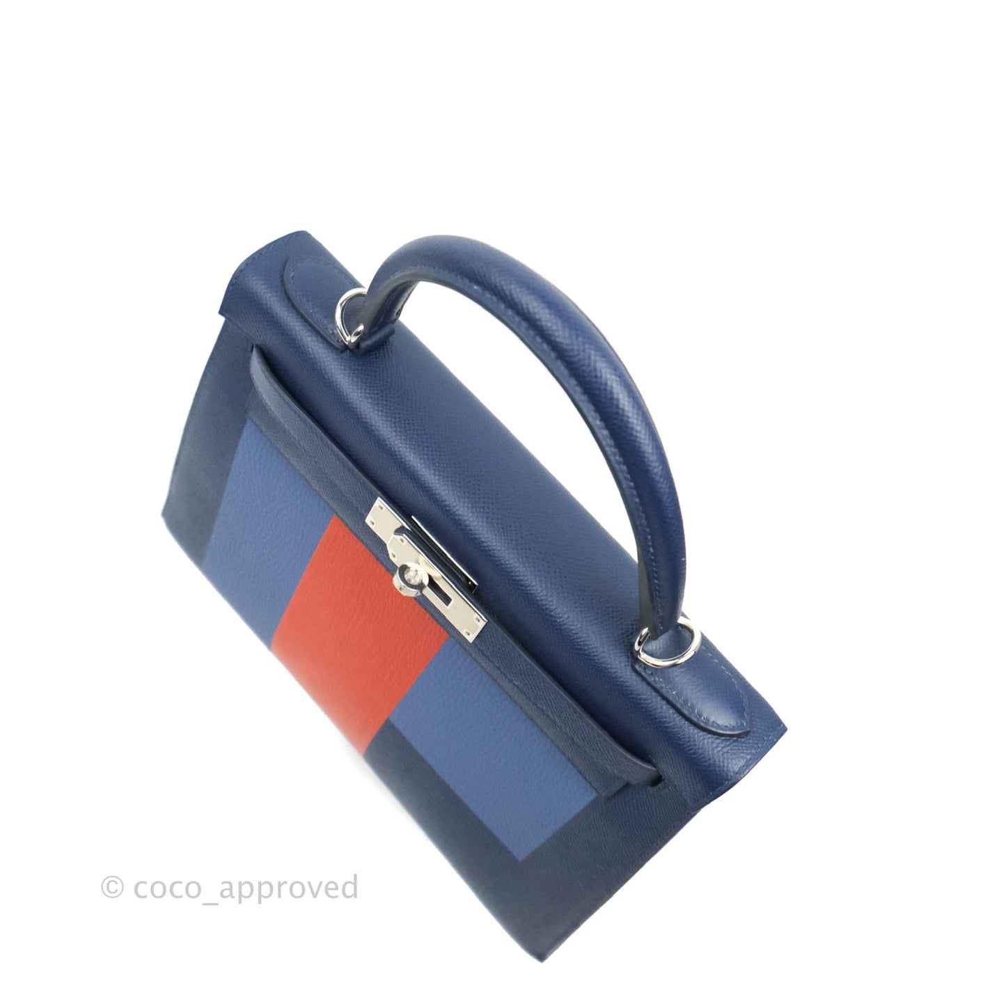 Hermès Kelly 28 Blue Epsom Palladium Hardware "Letter" Collection Limited Edition