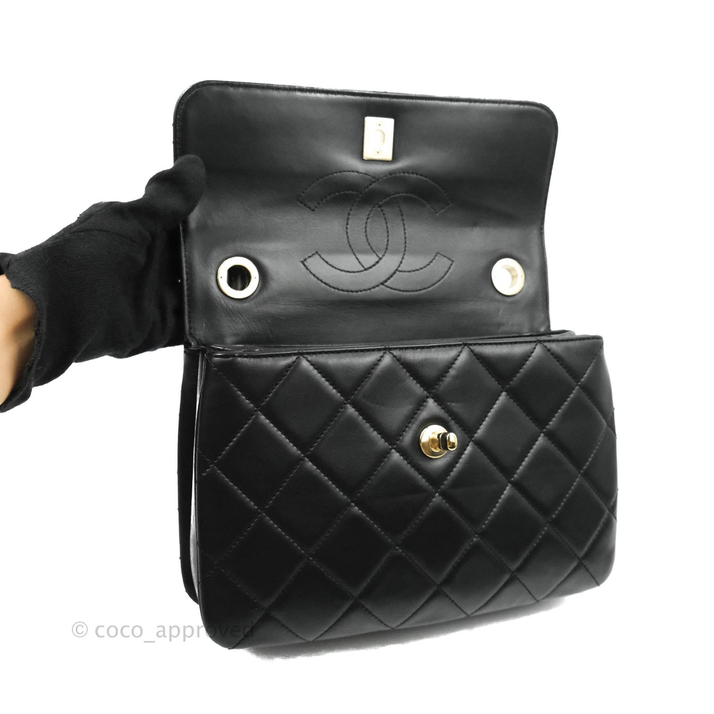 Chanel Small Trendy CC Black Lambskin Gold Hardware