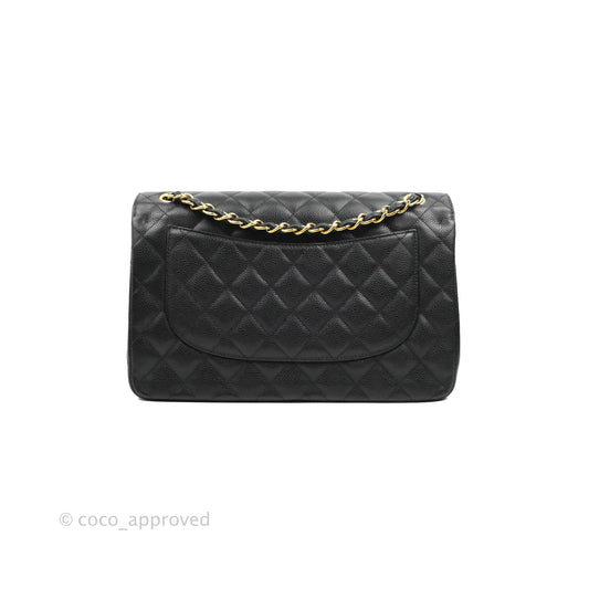 Chanel Jumbo Double Flap Black Caviar Gold Hardware⁣⁣