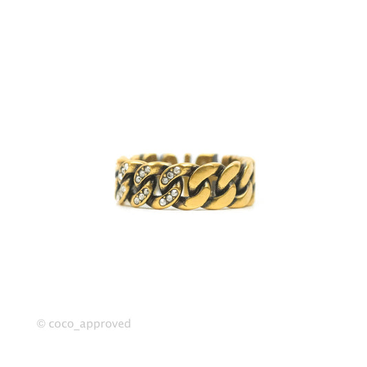 Dior J'adior Crystal Ring Antique Gold Finish Size M