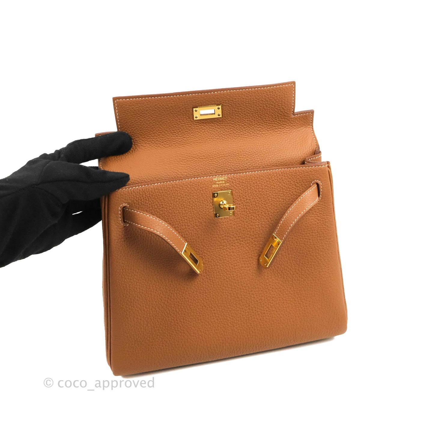 Hermès Retourne Kelly 25 Gold Togo Gold Hardware
