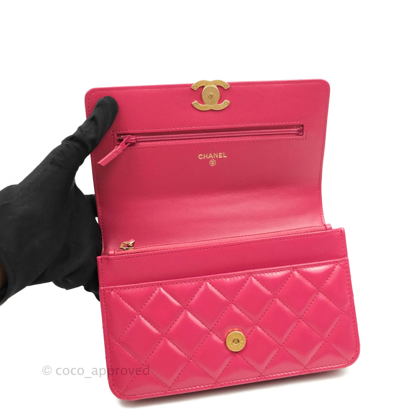 Chanel Quilted Perfect Fit Adjustable Wallet On Chain WOC Pink Calfskin Aged Gold Hardware
