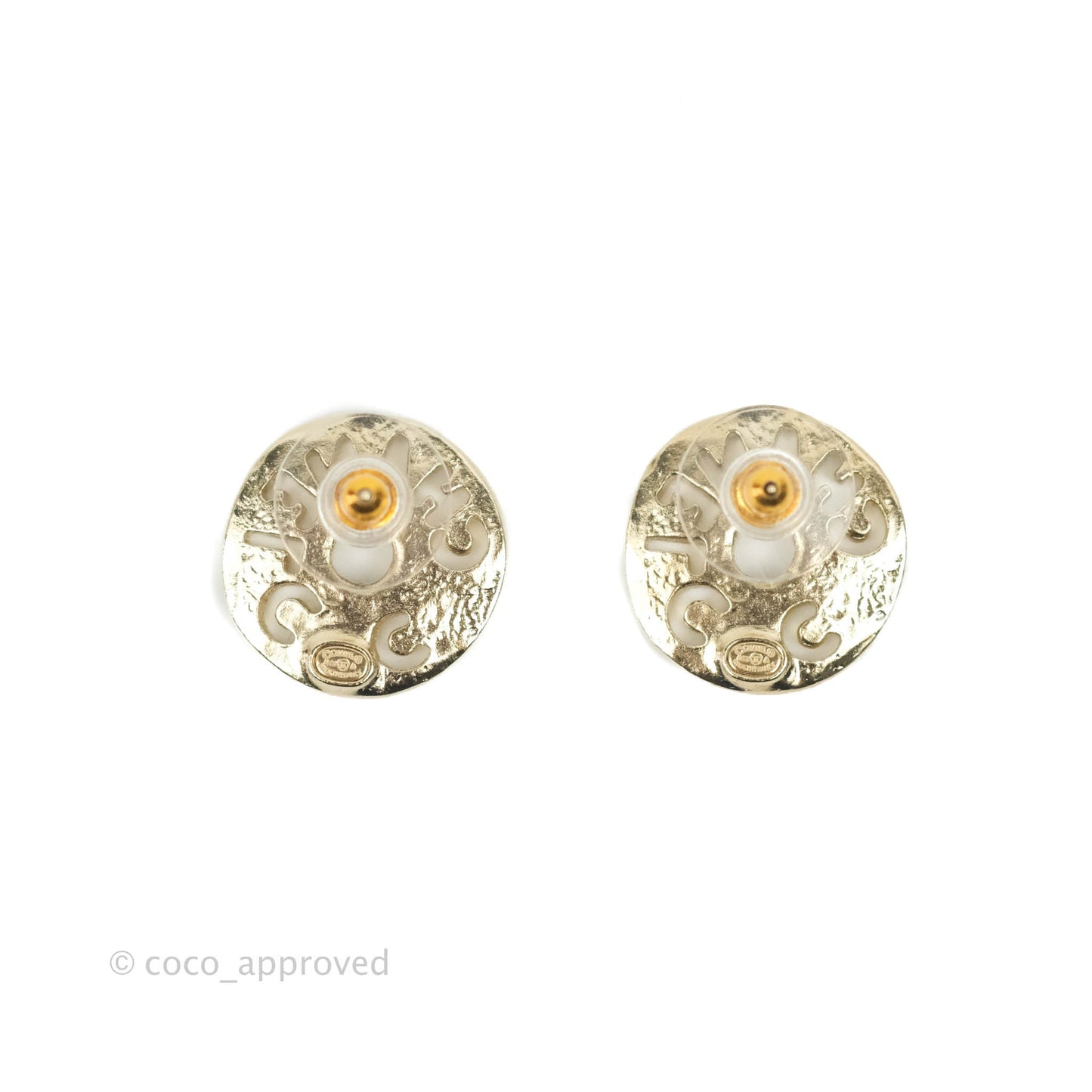 Chanel Egypt Coco Chanel Cutout Crystal Stud Earrings 19A