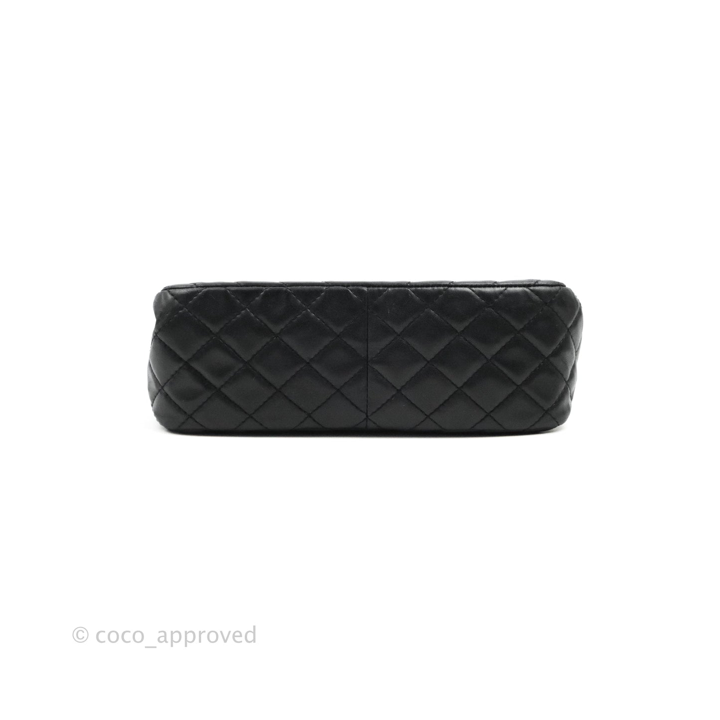 Chanel Quilted Large Single Flap Chevron Black Lambskin Silver Hardware
