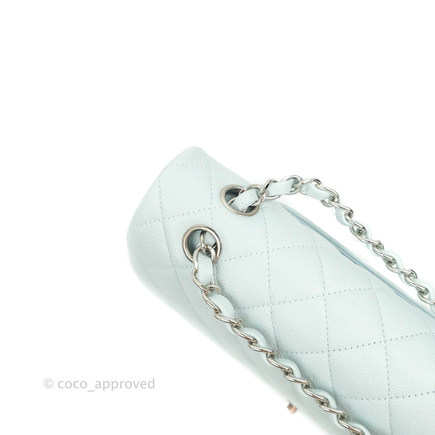 Chanel Classic M/L Medium Double Flap Blue Caviar Silver Hardware 21K