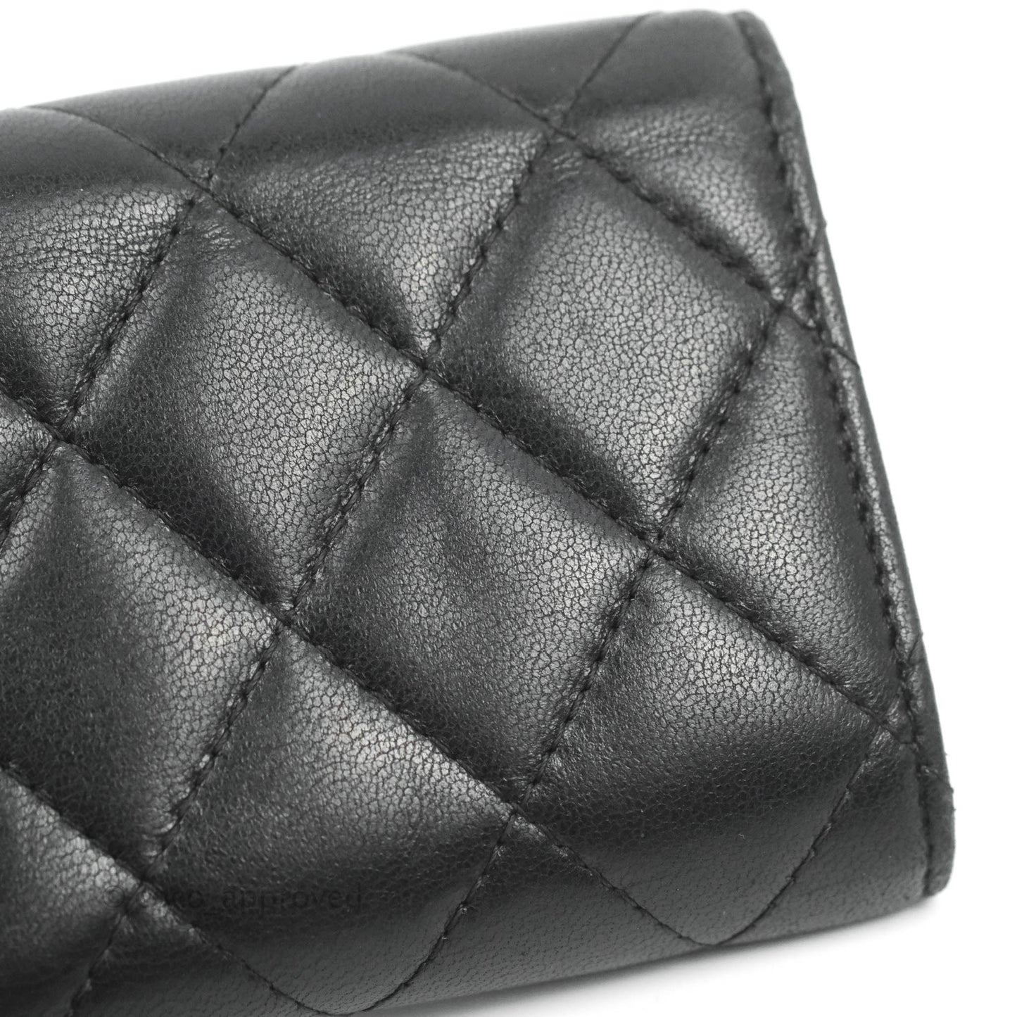 Chanel Quilted Small Flap Card Holder Black Lambskin Silver Hardware