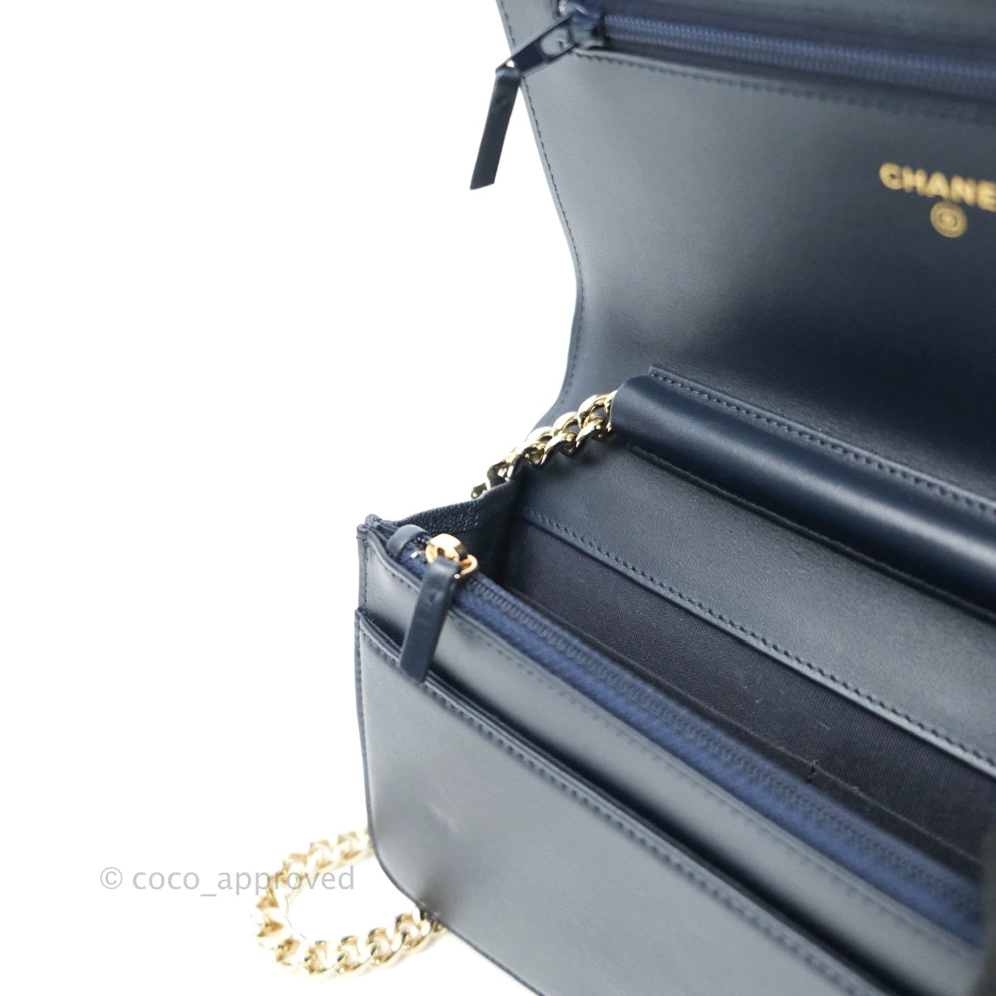 Chanel Quilted Boy Wallet on Chain WOC Navy Caviar Gold Hardware