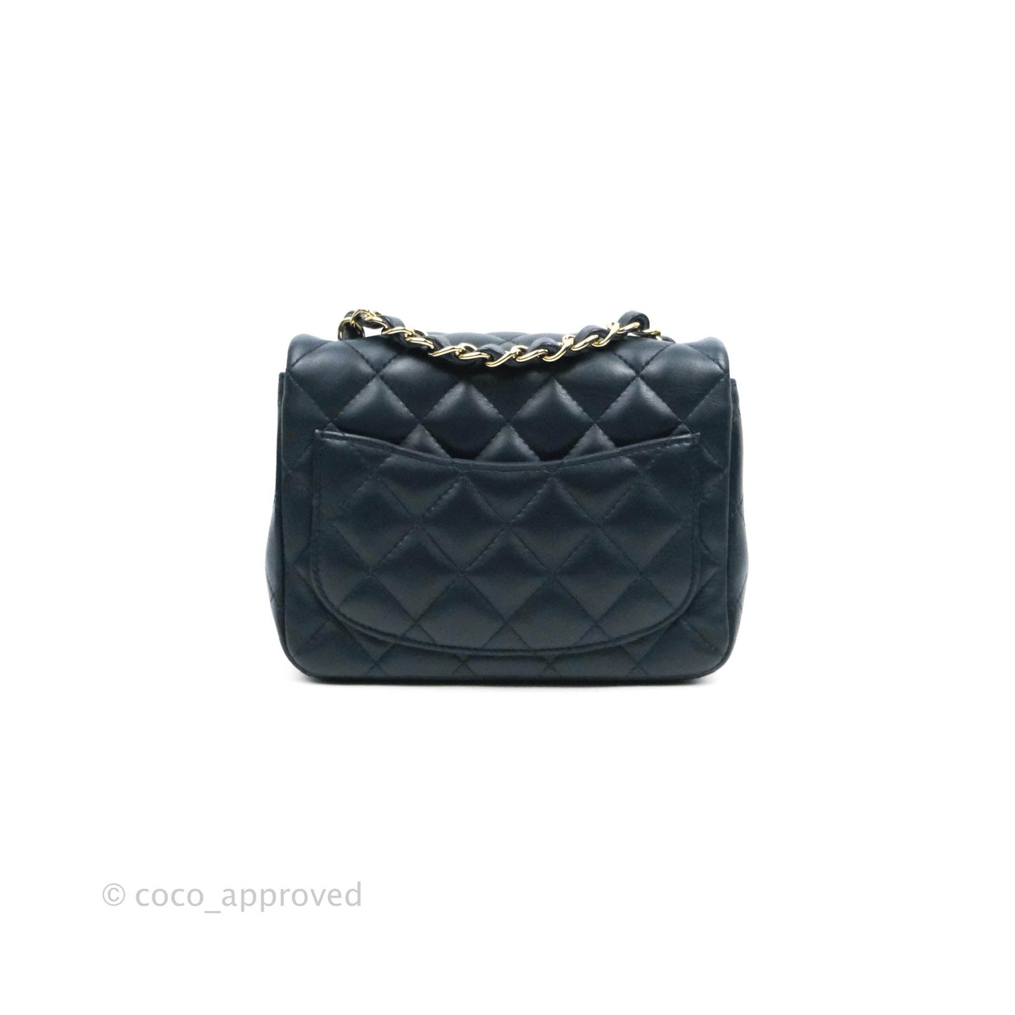 Chanel Quilted Mini Square Navy Lambskin Gold Hardware