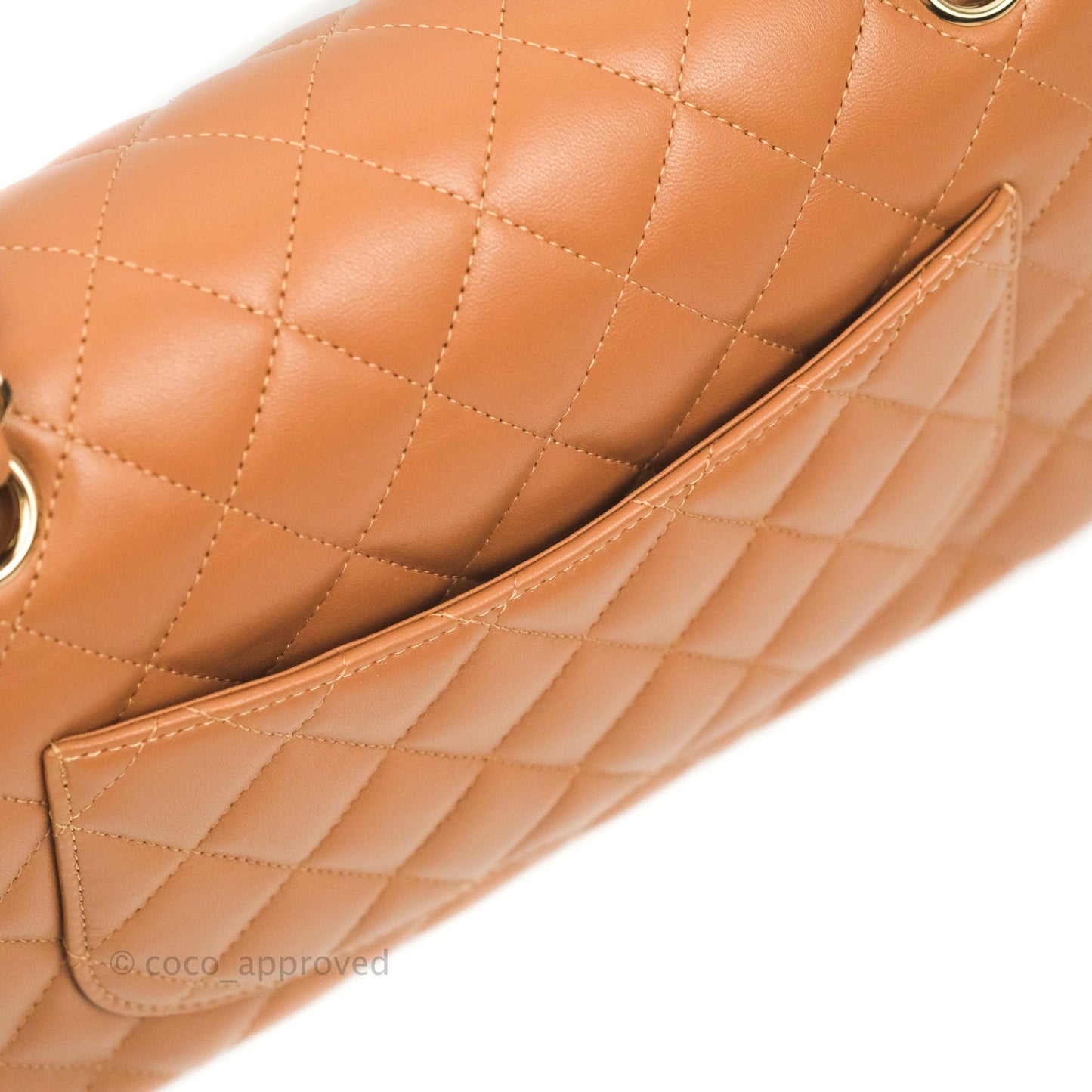 Chanel Small Classic Quilted Flap Dark Beige Caramel Lambskin Gold Hardware 22S