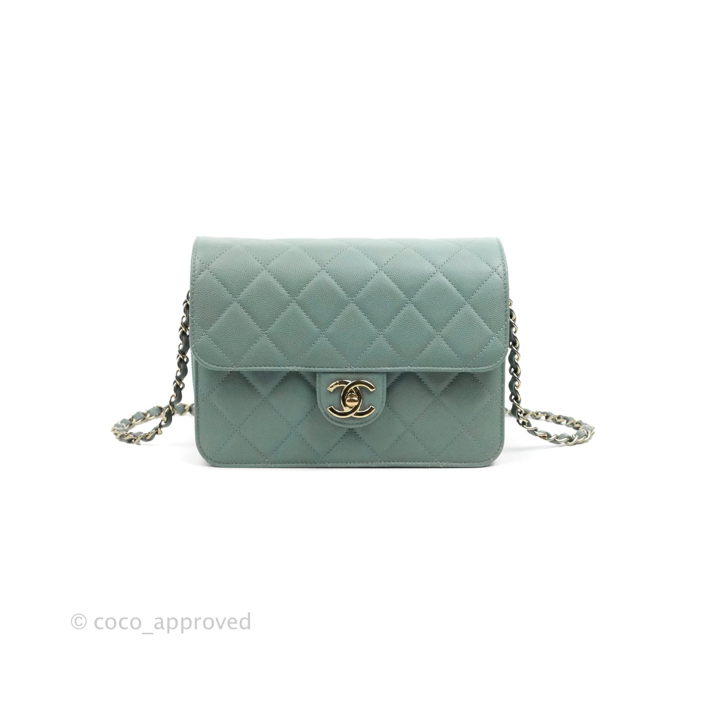 Chanel Quilted Like The Wallet Flap Blue-Greyish Caviar Gold Hardware