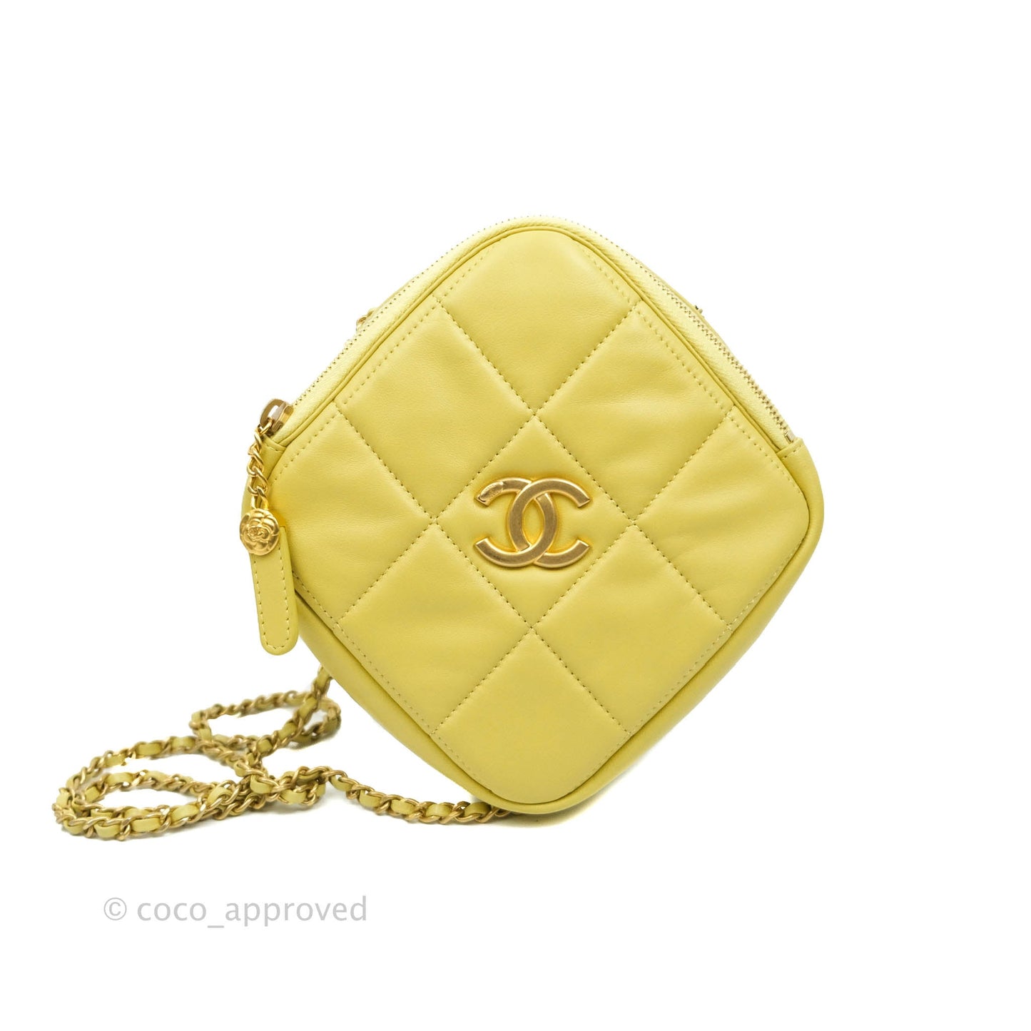Chanel Quilted Diamond Cut Small Lambskin Yellow Gold Hardware Flap Bag