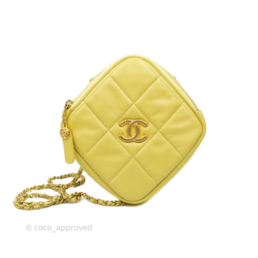 Chanel Quilted Diamond Cut Small Lambskin Yellow Gold Hardware Flap Bag