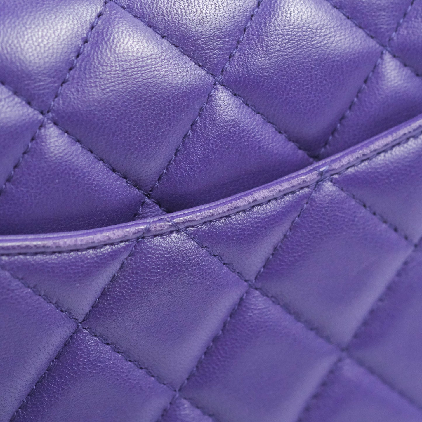 Chanel Quilted Mini Rectangular Flap Purple Lambskin Silver Hardware