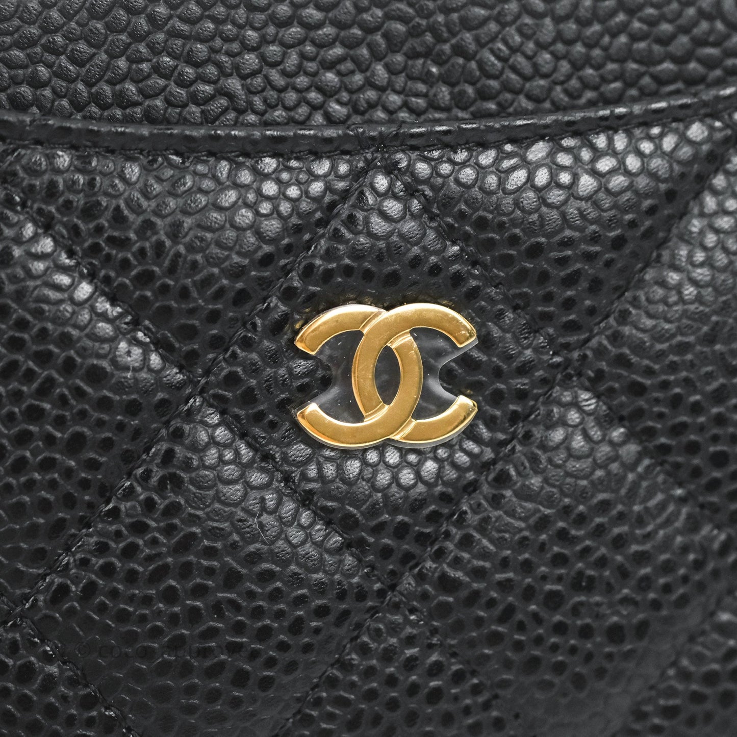 Chanel Classic Flat Card Holder Black Caviar Gold Hardware