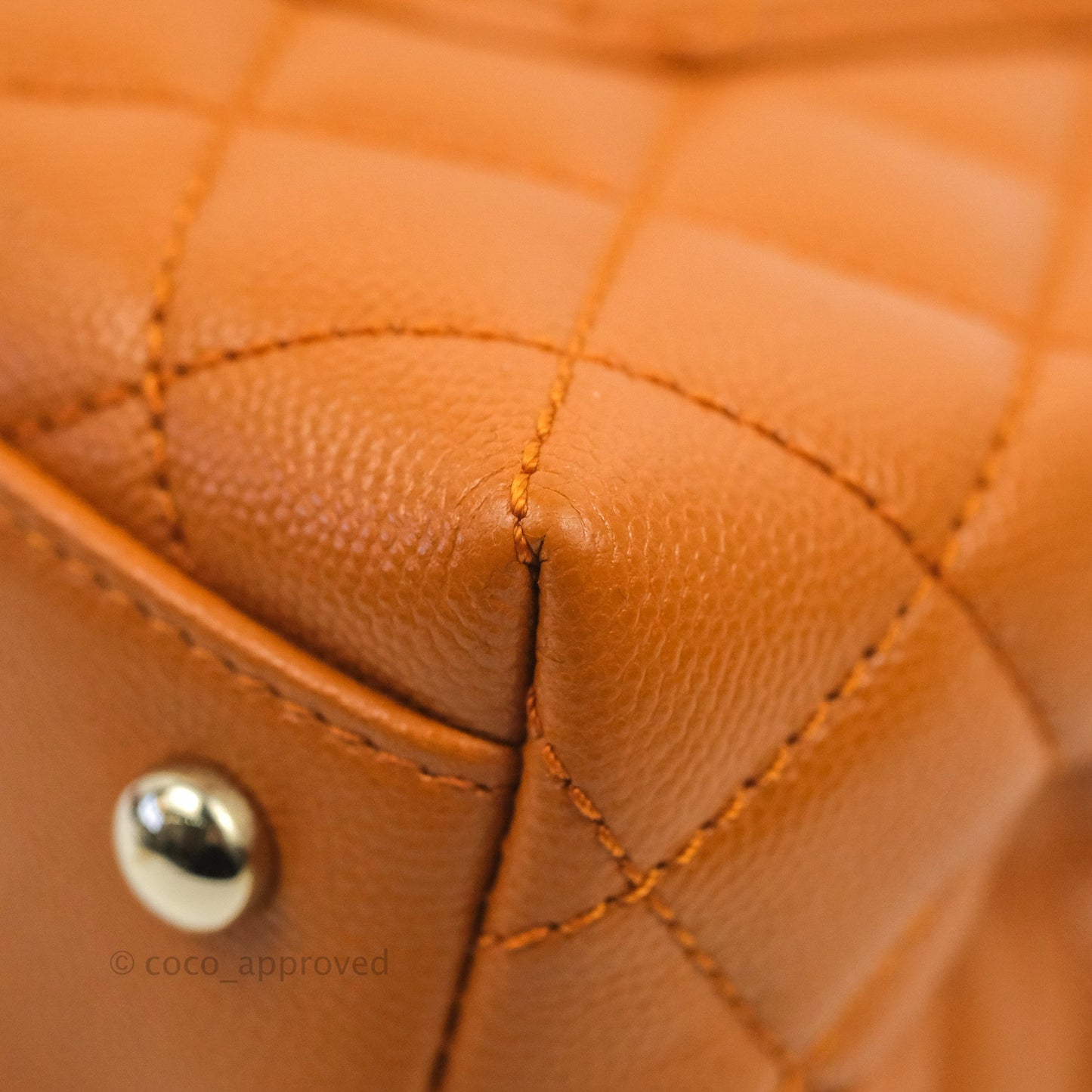 Chanel Small Coco Handle Quilted Caramel Caviar Gold Hardware 21A