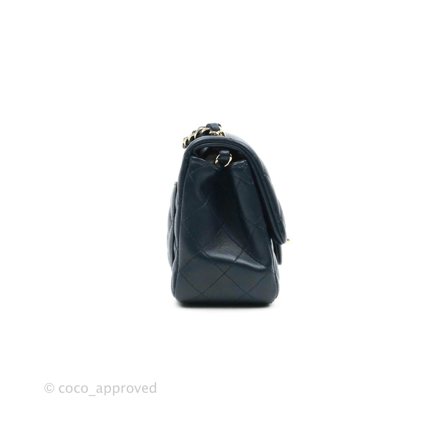 Chanel Quilted Mini Square Navy Lambskin Gold Hardware