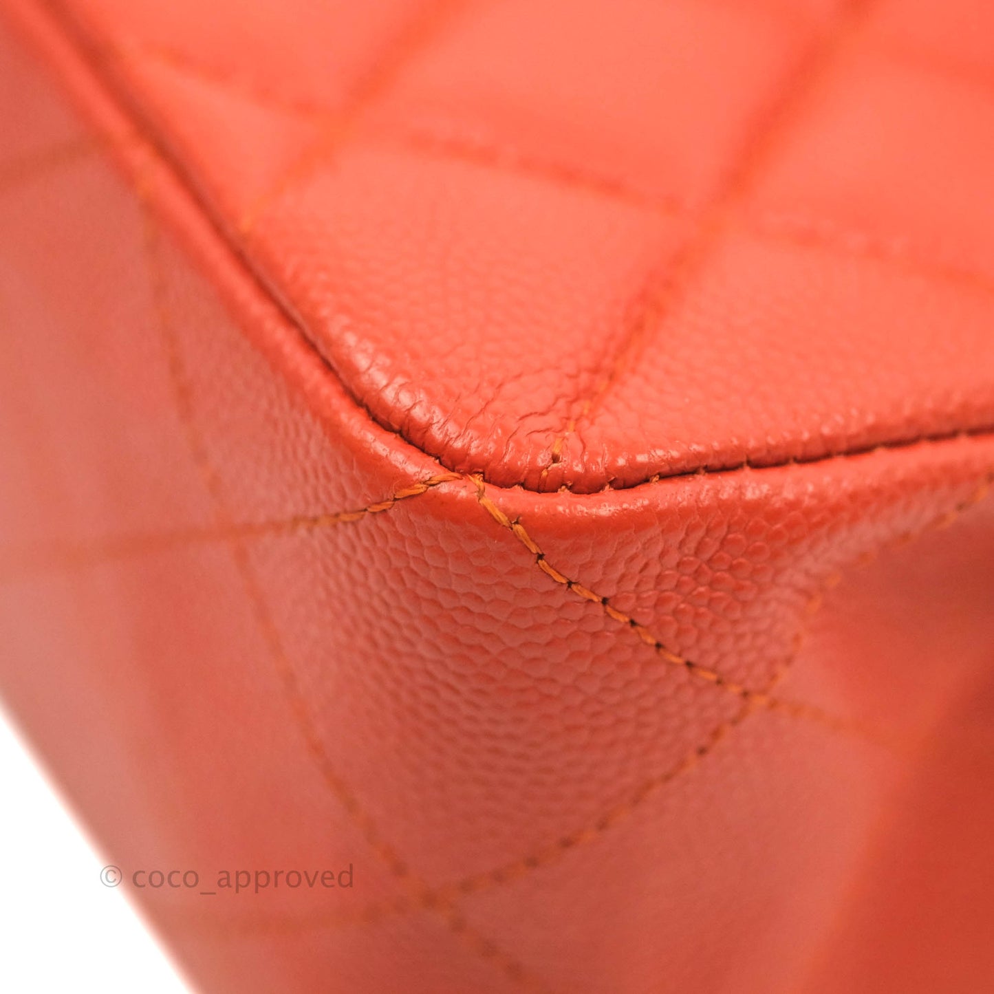 Chanel S/M Small Classic Quilted Flap Orange Caviar Gold Hardware 17B