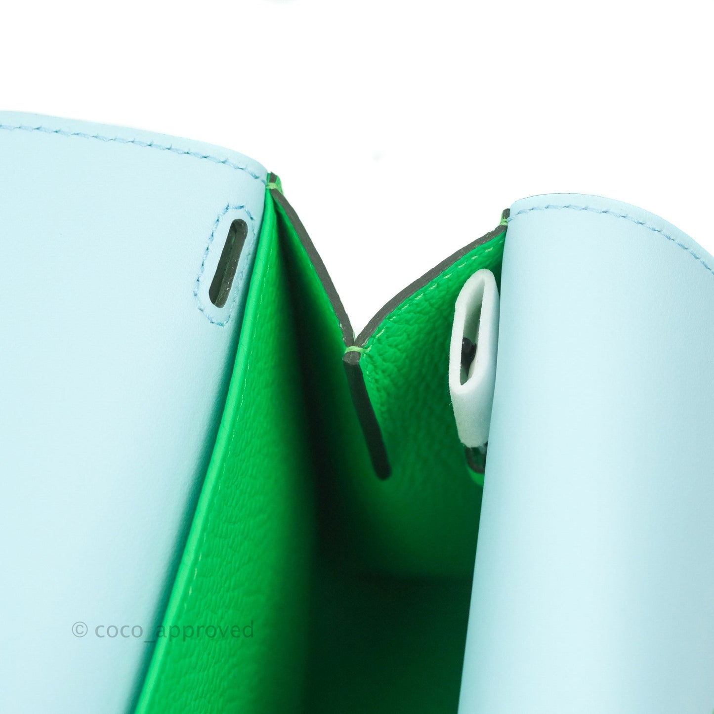 Hermès Halzan 25 Vert Comics/ Bleu Zephyr Clemence Palladium Hardware