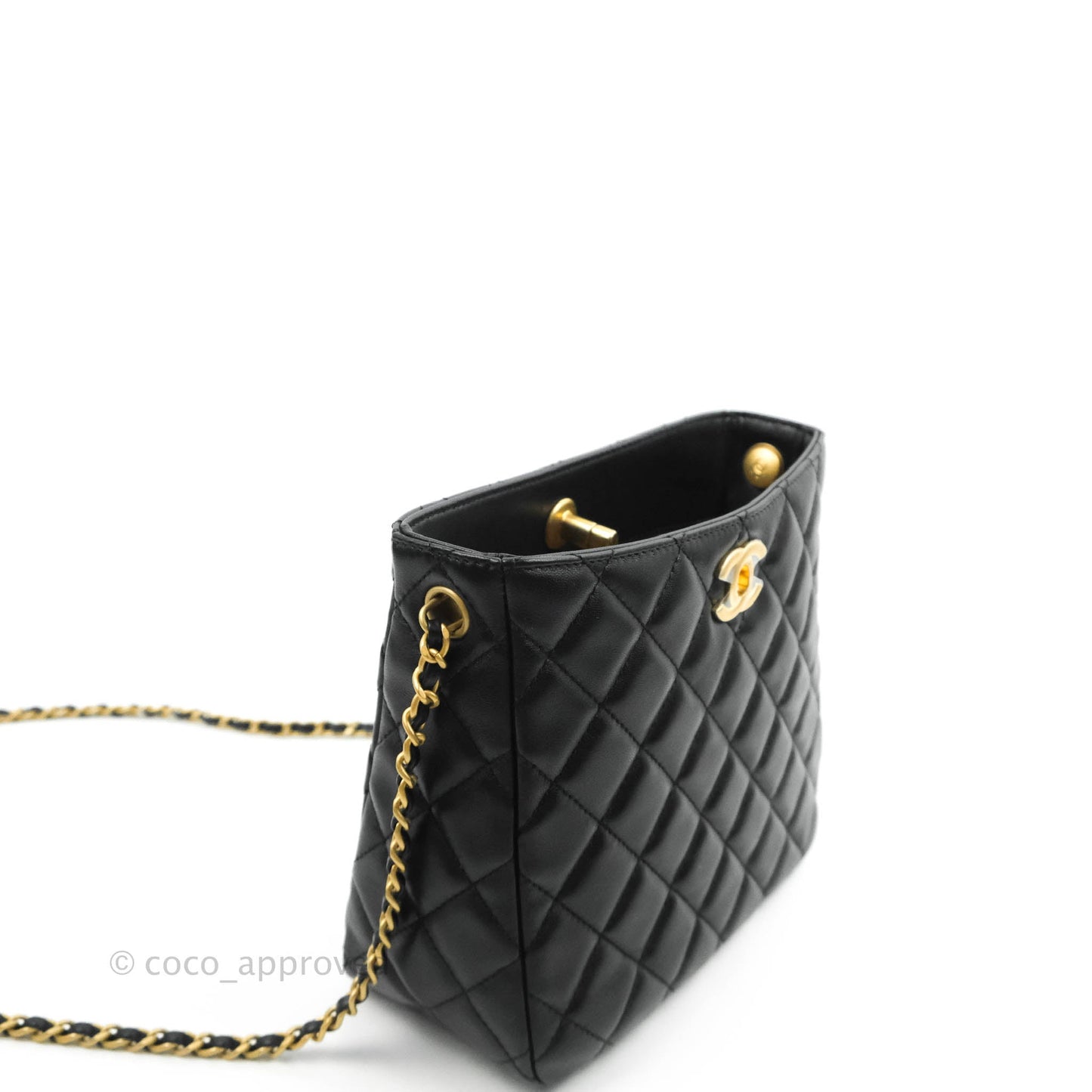 Chanel Black Pearl Crush Hobo Bag Lambskin Aged Gold Hardware