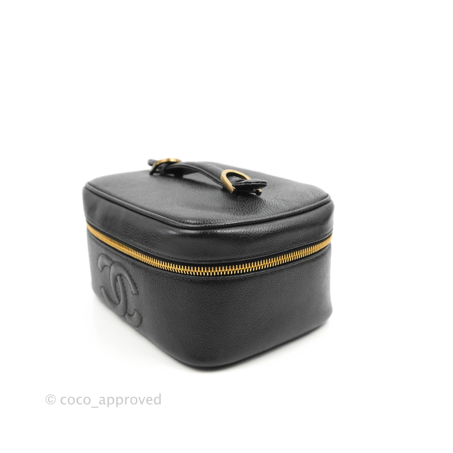 Chanel Vintage Vanity Case Black Caviar Gold Hardware