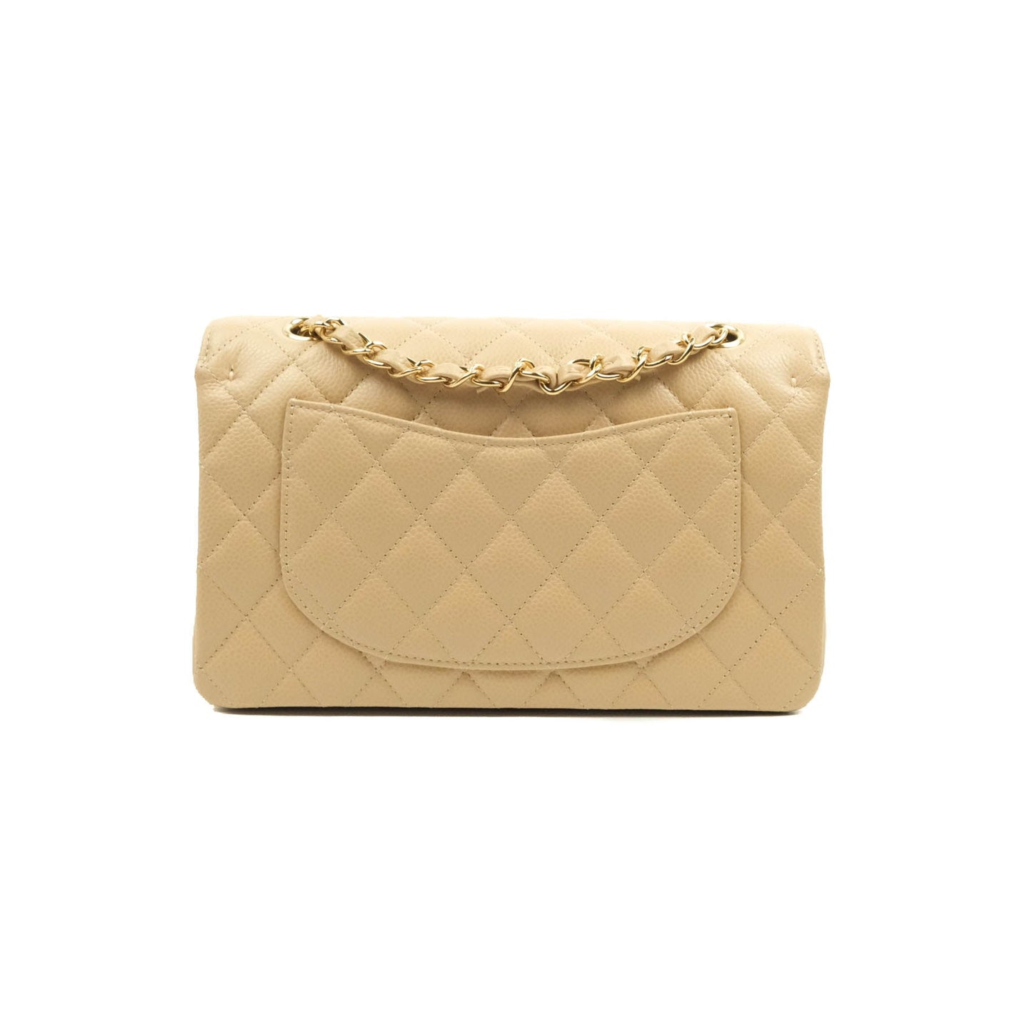Chanel Small Classic Quilted Flap Beige Caviar Gold Hardware
