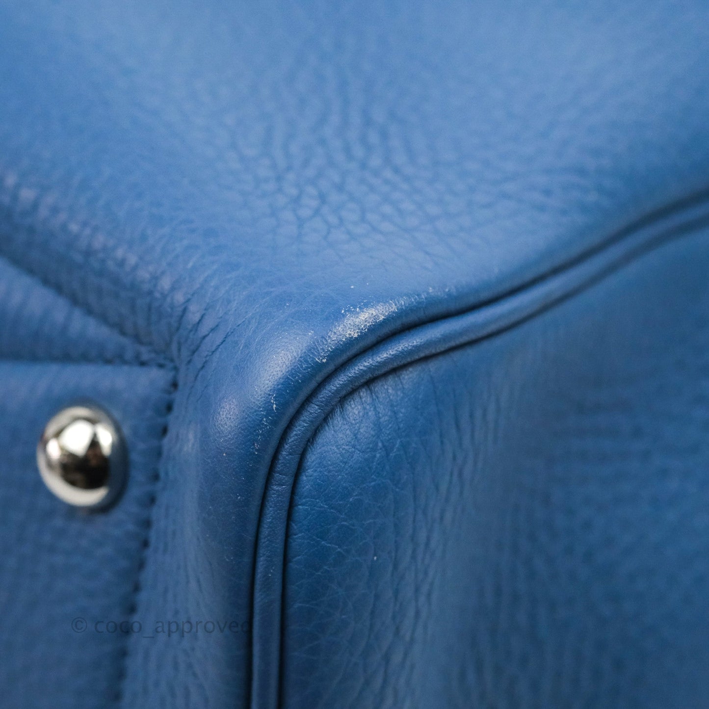 Hermes Victoria II 35 Bag Blue Paradis Clemence Palladium Hardware