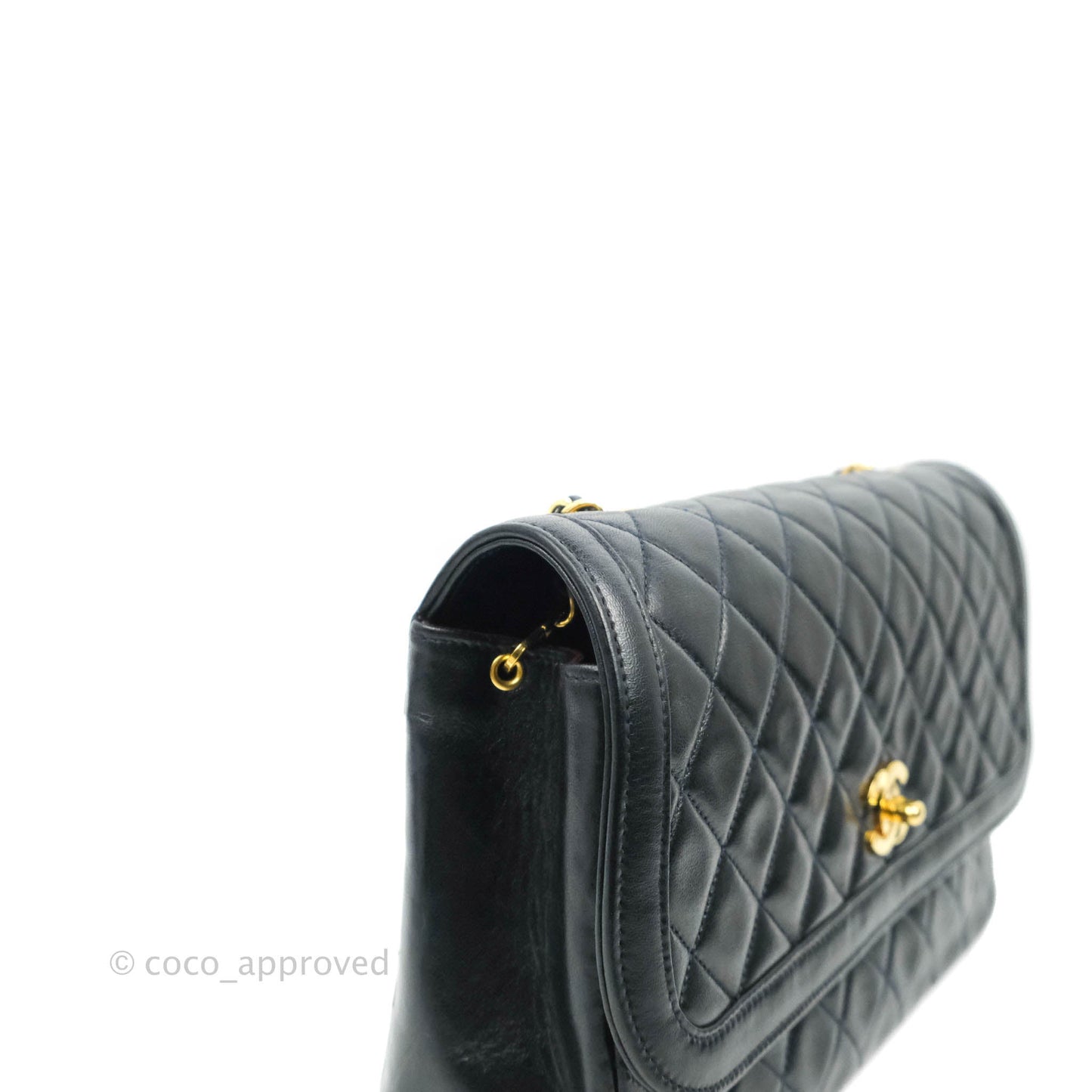 Chanel Vintage Quilted Flap Bag Navy Lambskin 24K Gold Hardware