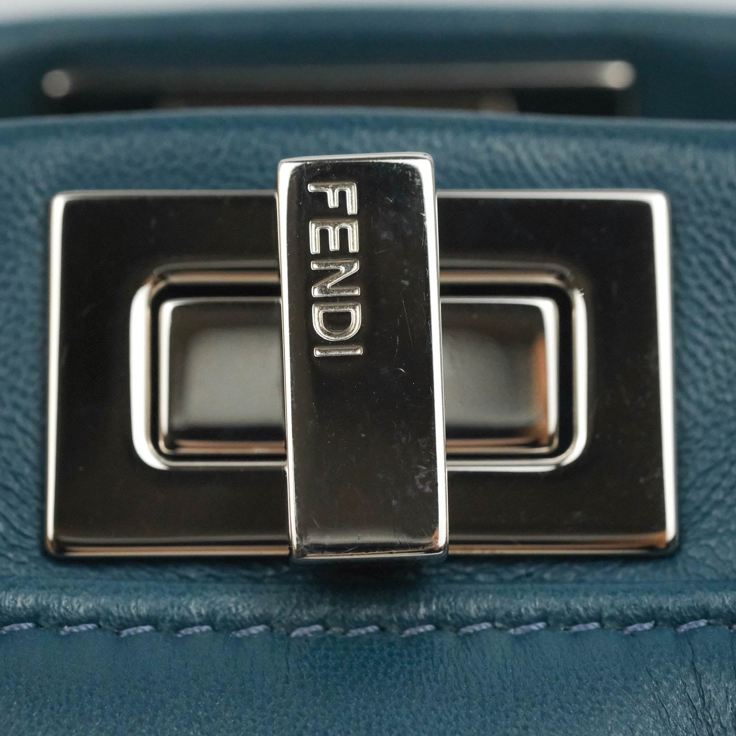 Fendi Nappa Mini Peekaboo Bag Peacock Blue