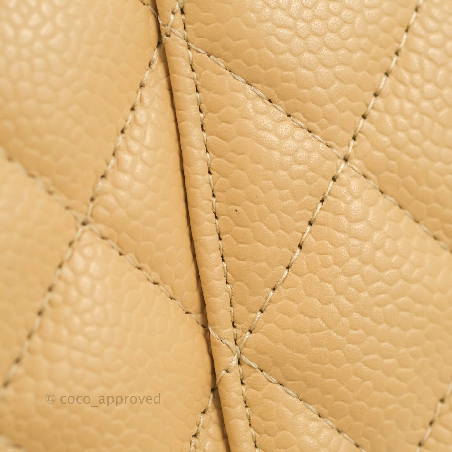 Chanel Classic M/L Medium Flap Quilted Beige Caviar Gold Hardware
