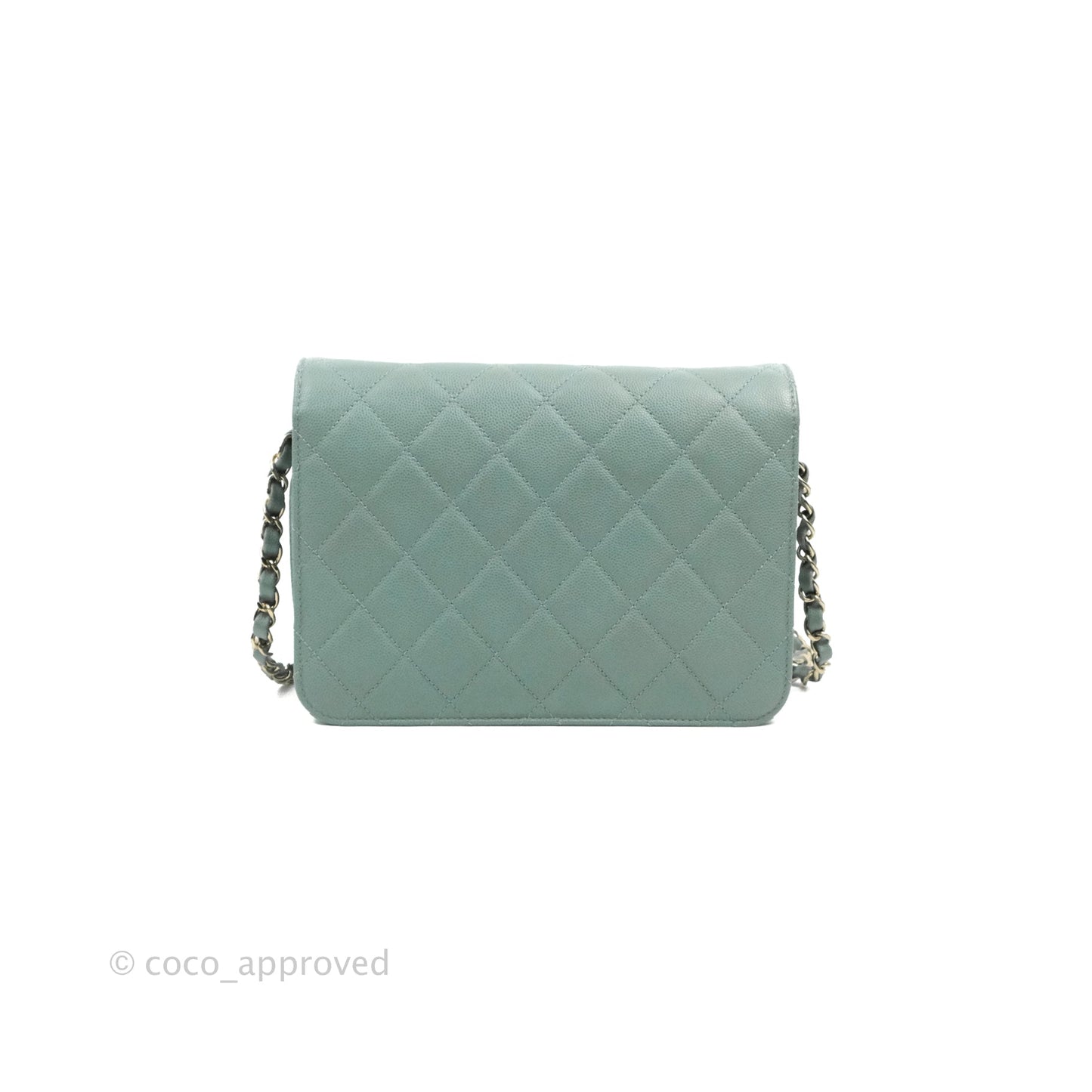 Chanel Quilted Like The Wallet Flap Blue-Greyish Caviar Gold Hardware
