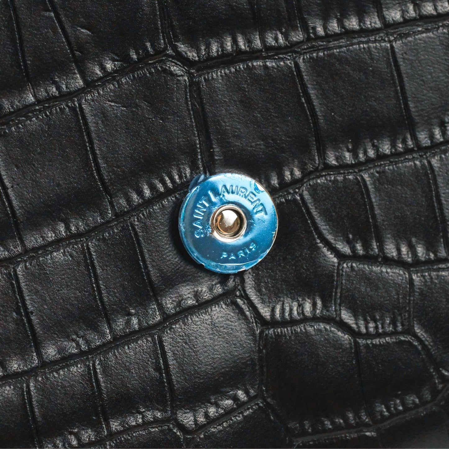 Saint Laurent Medium Kate Tassel Chain Bag Black Crocodile Embossed Calfskin Silver Hardware