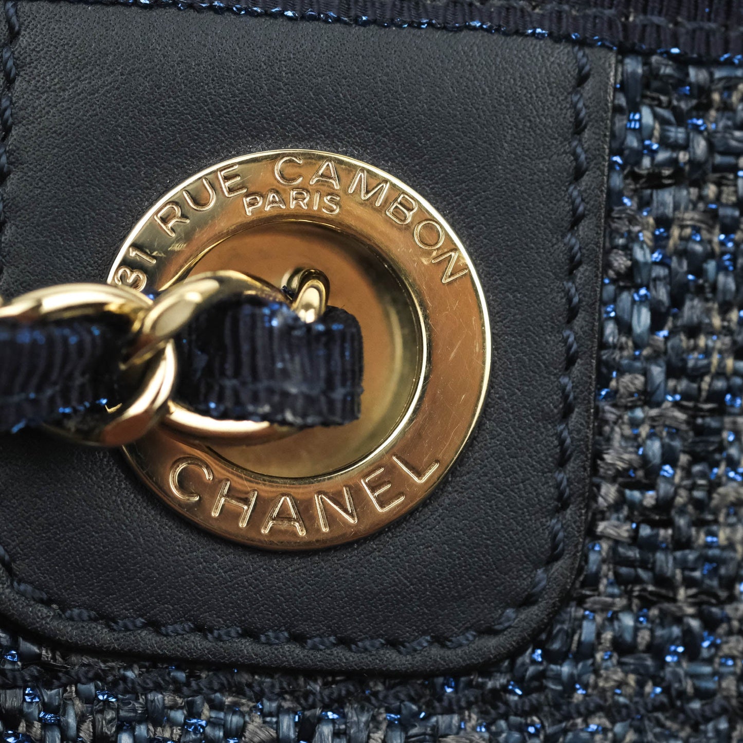 Chanel Medium Deauville Tote Navy Canvas Gold Hardware