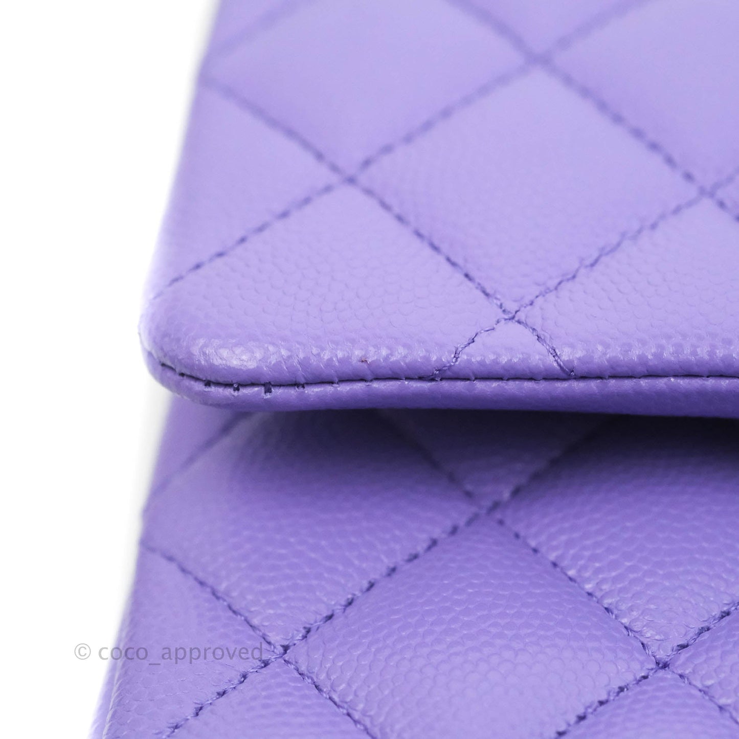 Chanel Classic M/L Medium Flap Quilted Purple Caviar Gold Hardware 20S