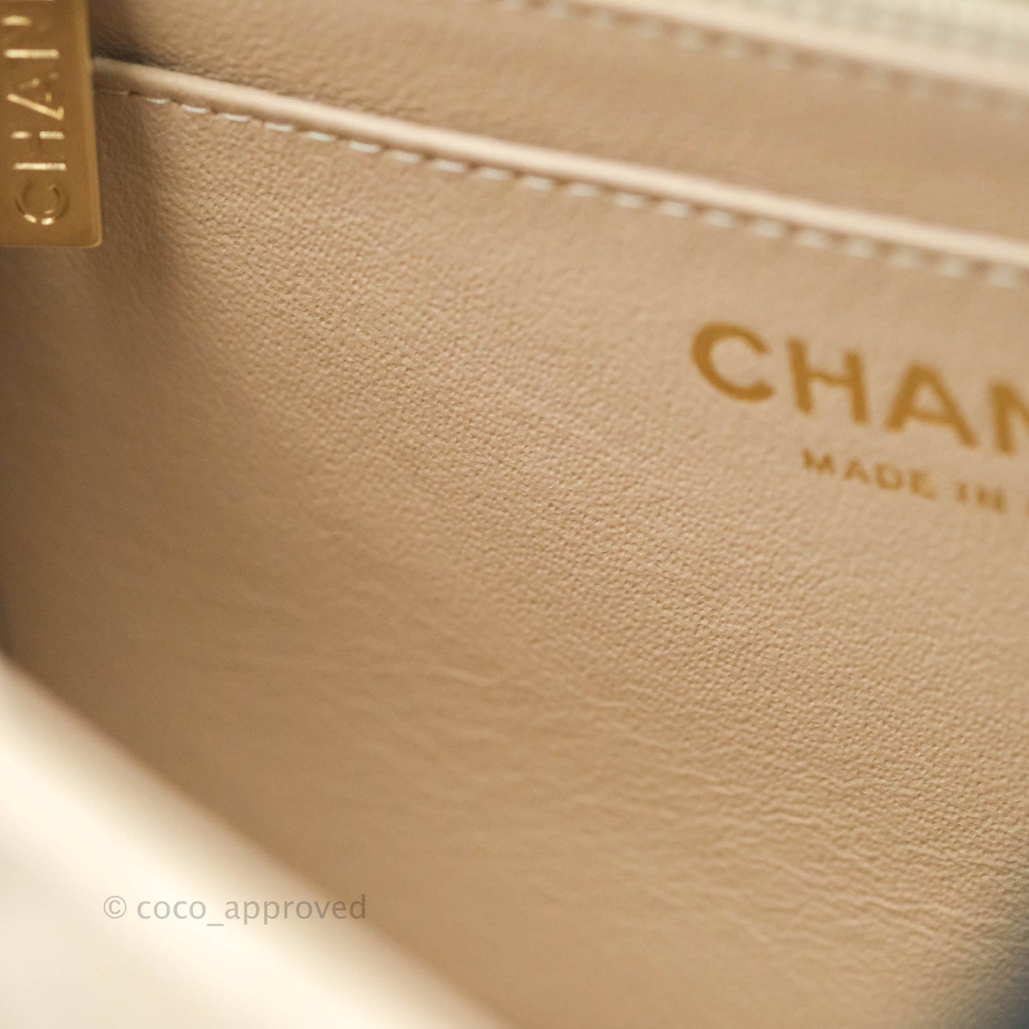 Chanel Quilted Mini Square Light Beige Lambskin Gold Hardware