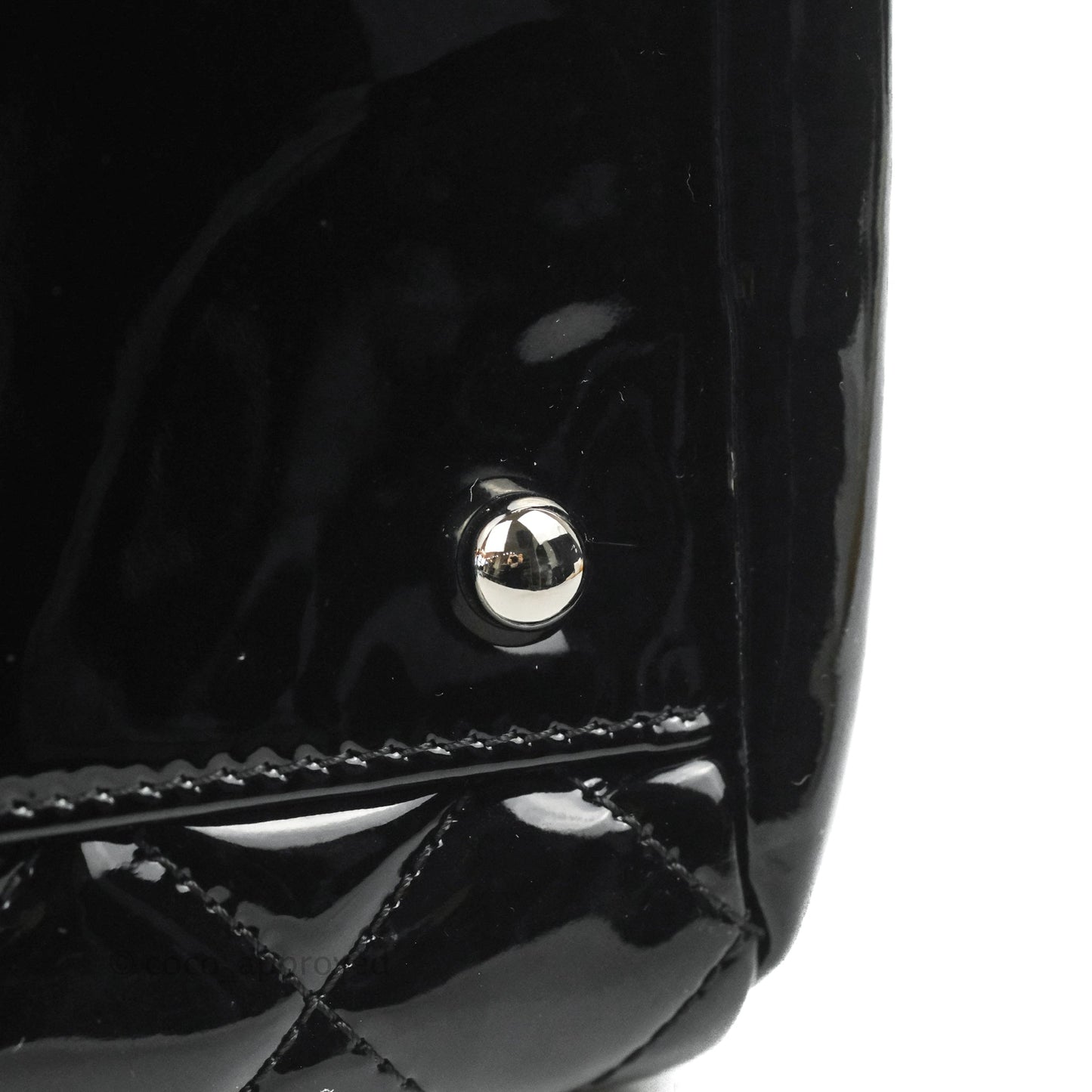Chanel Quilted Large Just Mademoiselle Black Patent Silver Hardware