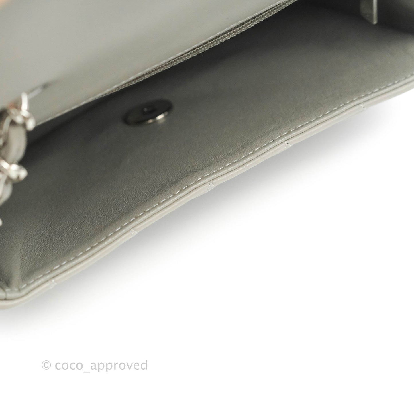 Chanel Quilted Mini Rectangular Grey Lambskin Silver Hardware 19B